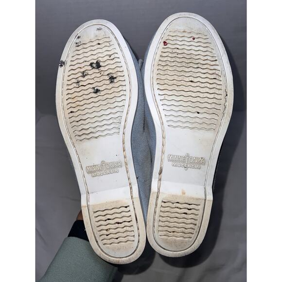 Minnetonka Thunderbird Moccasins Women’s Size 7 Blue Suede Beaded Slip On Shoes - Picture 7 of 12